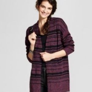Mossimo Distressed Cardigan in Purple Black Stripe